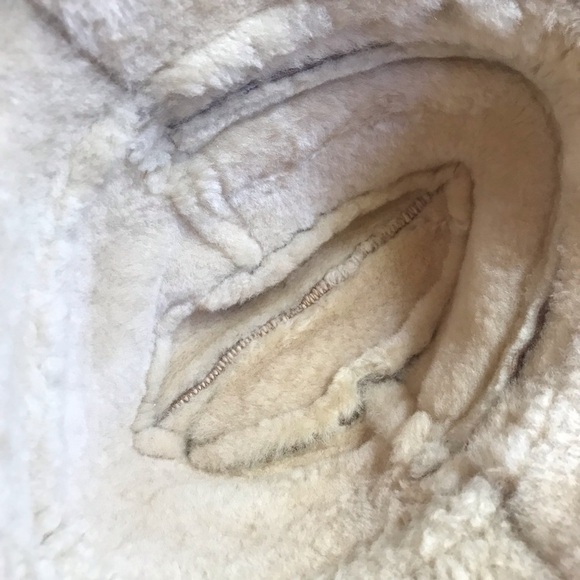 Vintage 70s Shearling Suede Bucket Hat Real Fur Beige Tan Unisex Men Women - Picture 11 of 13